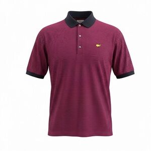 Augusta Slazenger Men's Burgundy Striped Polo Shirt with Black Trim size M